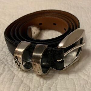 Greg Norman Collection Leather Silver and Black Men's Belt